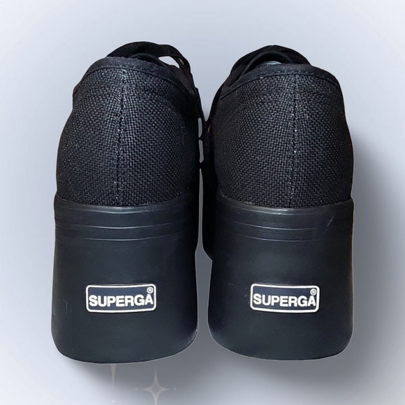 Superga 3" Platform Sneakers Black Canvas S00CDF0 Rubber Sole sz 9 but run small - Picture 6 of 8